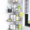 Aitatty Standing Shower Caddy Corner: 4-tier Rustproof Shower Organizer Shelf - Floor Shower Corner Shelf Rack Stand for Bathroom Chrome