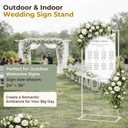 Wedding Welcome Sign Stand, 67" Tall Height - White Metal Sign Holder with 6 Leather Straps, Easel Stand for Seating Charts & Event Dcor