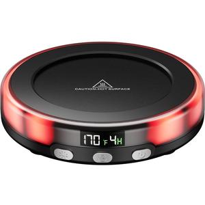 Gaiatop Coffee Mug Warmer for Desk, 3 Temp Settings, 2-9Hrs Timer, 3 Colorful Romantic Atmosphere Light Modes, Stocking Stuffers, Beverage Heating Plate with Digital Display for Candle Tea Milk Black