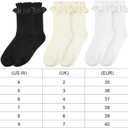 TIESOME 3 Pairs Crew Socks, Lace Ruffle Frilly Socks Cute Princess Ankle Dress Sock for Fashion Ladies