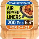 Air Fryer Paper Liners, 200pcs Air Fryer Liners Disposable, 6.3" Square Baking Liner for 2-4 qt Airfryer Basket, Non-stick and Oil Proof Parchment Paper for Oven, Pans & Baking