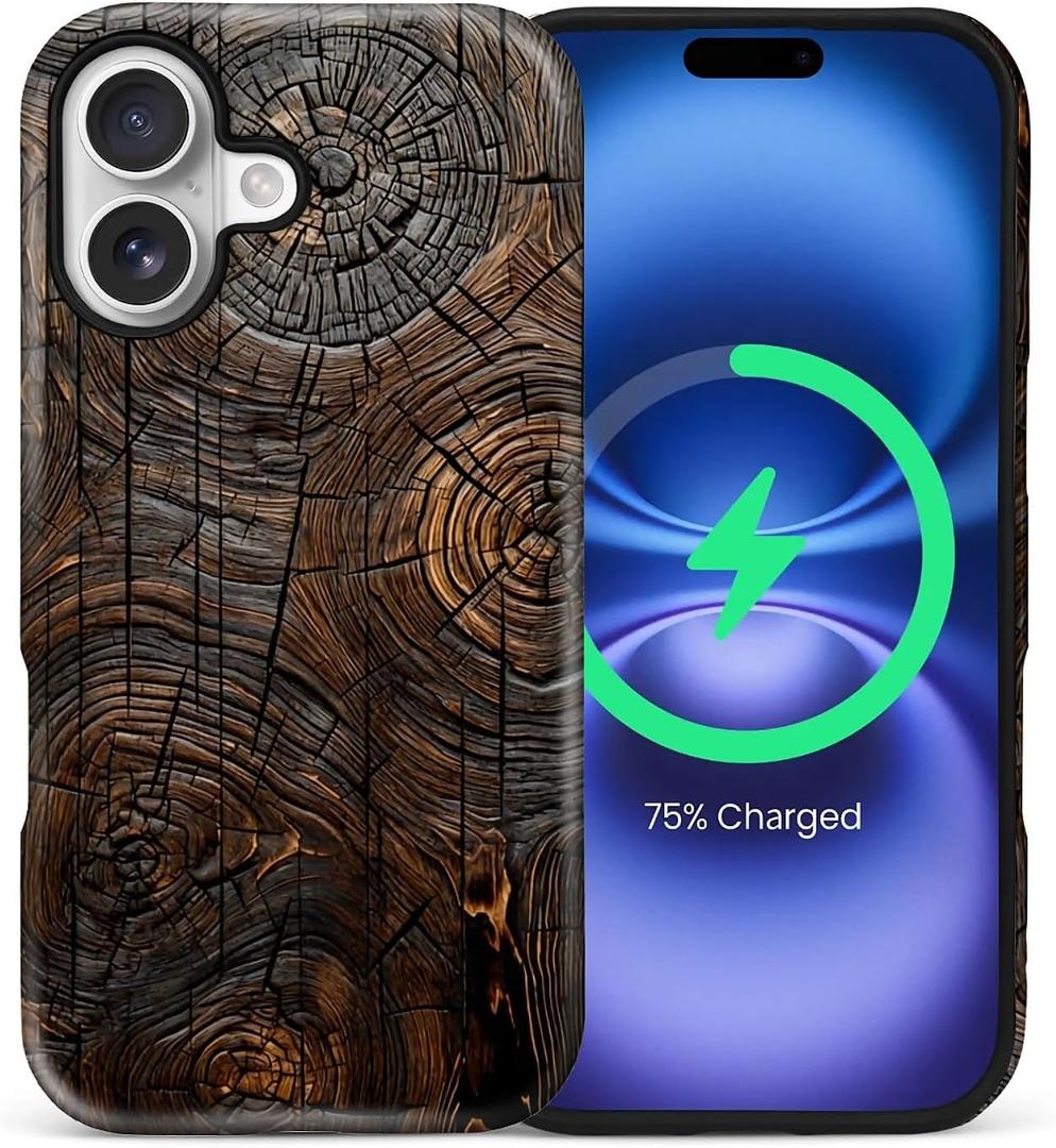 ZHEGAILIAN for iPhone 17 6.3",2-in-1 Case Compatible with MagSafe Shockproof Anti-Slip with Full-Body Protection Cover,Frosted Matte Textured Fashion Print Design for Girls Boys Tree Grain