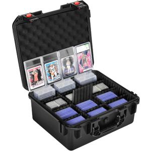 Graded Card Case Storage Box: Trading Card Storage Box with 9 Dividers for PSA BGS SGC Top Loaders Sports Cards, Waterproof Hard Slab Case for Baseball Football Basketball Magnetic Cards (Holds 600+)