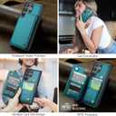Vinich for Samsung Galaxy S24 Ultra Wallet Case with Card Holder, RFID Blocking Credit Slots Kickstand Shockproof Phone Cover Fit for Galaxy S24 Ultra 6.8" Bluish Green