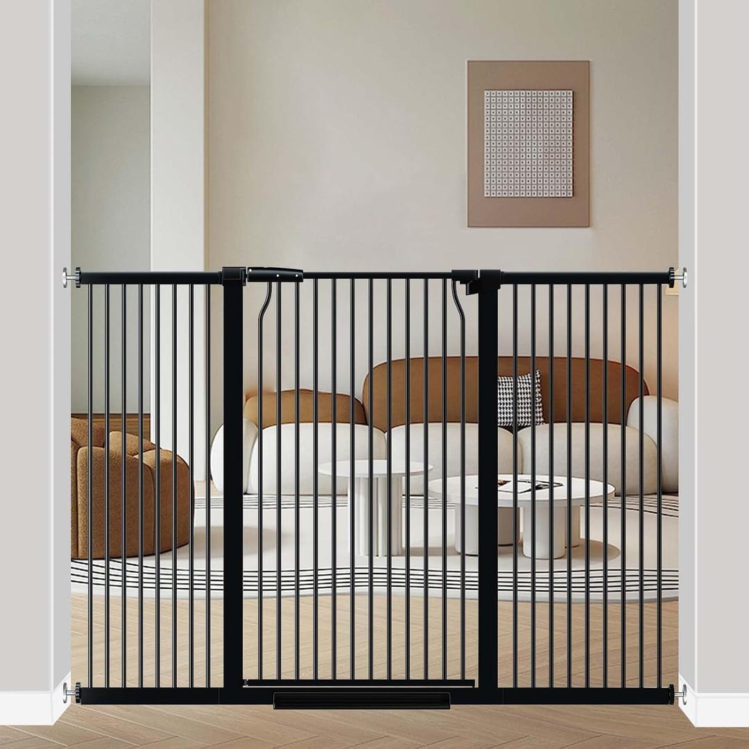 40.5" Extra Tall Baby Gate for Doorways, 49.2"-54.7" Extra Wide Pet Gate Pressure Mounted, 1.37" Narrow Space Puppy Dog Barrier Indoor, No Drill Safety Child Gate, No Climb Fence Black
