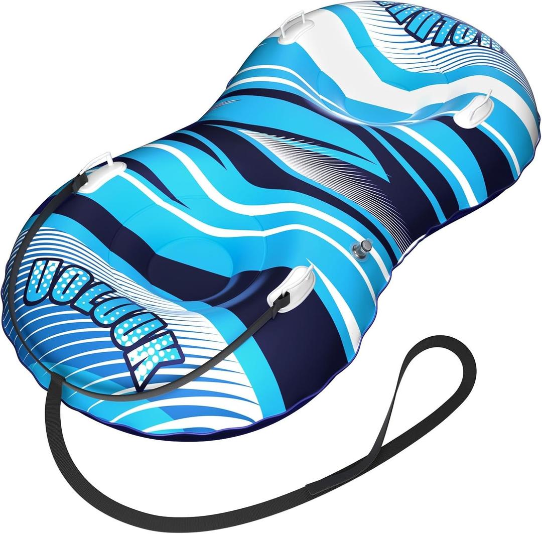 Snow Tube with Towable Tow Rope, UOLUUK 2 Persons Heavy Duty Inflatable Sled for Kids & Adults Premium Abrasion-Resistant Thickened Bottom Sledding for Outdoors