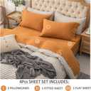 PURE ERA Jersey Knit 4pc Bed Sheet Set 100% T-Shirt Heather Cotton Super Soft Comfy Breathable Fits Mattress Up to 20" Extra Deep Pocket (Solid Burnt Orange, King)