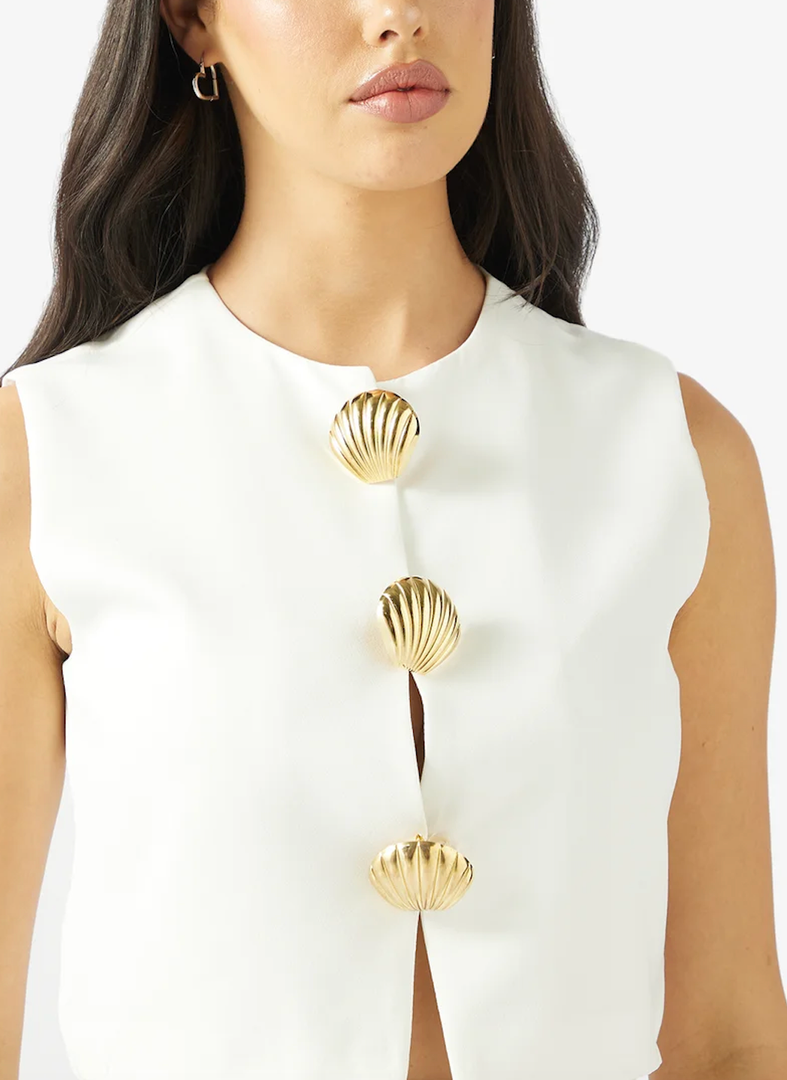 Women's 2025 Summer Casual Sleeveless Suit Vest Round Neck Button Down Work Business Waistcoat Blazer Vest Top, XL