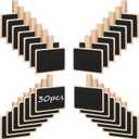 30 Pcs Wood Mini Chalkboard Clips Message Chalk Board Signs Label Board Clip Chalkboard Signs for Note Taking Wedding Party Buffet Food Name Tags 2 x 2.8 Inch(Rectangular)