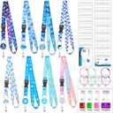 8 Pack Cruise Lanyards Set for Ship Cards, with Retractable Badge Reel Waterproof Luggage Tag Holders Id Card Holders, Sea-Themes Pattern for All Cruises Ticket Key Cards Luggage Tag (Blue)