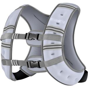 PACEARTH Weighted Vest,6lb/8lb/10lb/12lb/16lb/20lb/25lb/30lb Weight Vest with Reflective Stripe, Body Weight Vests for Women, Men, Weight Loss Workout, Strength Training, Running, Walking, Jogging (Concrete Gray)