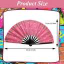QCWN AKA Sorority Gifts for Women Large Clacking Fan for Line Dancing Alpha Kappa Alpha Paraphernalia Pink and Green Hand Fan Foldable Bamboo Popping Fans for Sisterhood Events Party