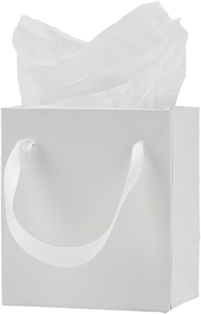 Aosric 30 Pack 4x2.8x4.5 In White Gift Bags  Small Sturdy & Reusable Premium Thick Paper Bags for Boutique Gift, Party Favors, Weddings, Birthdays, Christmas and Holidays