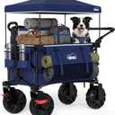 Foldable Push Wagon with Canopy, 200L Portable Folding Utility Pull Cart