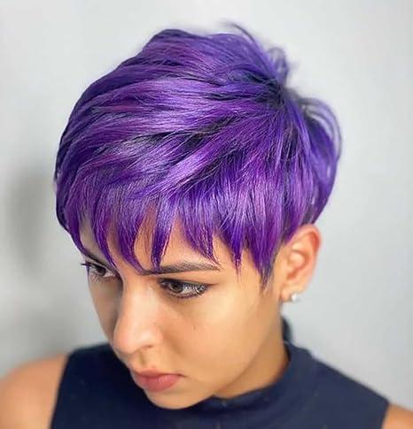 short hair purple wig