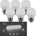 Bluex Bulbs 6 Pack G16 LED Light Bulbs - 6W 550 Lumens 3000K Warm White E26 Base 120V - Mini LED Light Bulbs Suitable for Chandelier, Signs, Floor Lamps, Nightlights & Kitchens Type G Short Light Bulb