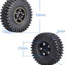 Hobbypark Brass 1.0 Beadlock Wheels and Tires for TRX4M Upgrades Axial SCX24 1/24 RC Crawler Replacement Parts, Set of 4 (Type A)