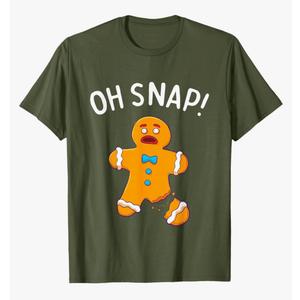 Gingerbread Man Oh Snap Christmas Funny Cookie Baking Gift Short Sleeve T-Shirt L