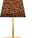 Animal Leopard Print 3 Colors Dimmable LED Table Lamp with USB Port,10.8" Linen Shade Bedside Nightstand Decor Night Light for Home Living Room Desk Cafe
