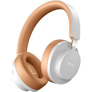 Over Ear Headphones Wireless Bluetooth, Noise Cancelling Headphones Bluetooth with Microphone, Cancelling Wireless Headphones Over Ear, 65h Playtime, Clear Calls, Comfort Fit For Travel (Grey Brown)