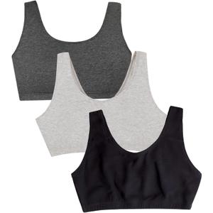 Fruit of The Loom Women's Built Up Tank Style Sports Bra (38, Black/Heather Grey)
