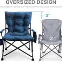 EVER ADVANCED Padded Oversized Folding Camping Chair for Adults, Heavy Duty Lawn Chair with Side Pockets, Portable Collapsible Quad Chair for Outside, Support Up to 500lbs, Blue