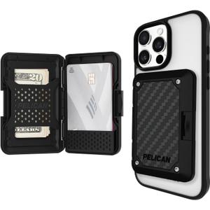Pelican iPhone MagSafe Wallet with RFID Blocking - Military STD Snap-On Magnetic Phone Wallet for Cash and Phone Card Holder - Detachable Card Holder for iPhone Pro Max 17/16/15/14/13/Pixel 10 - Black