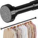 No Drilling Closet Rods for Hanging Clothes, Non Slip Tension Rod with Heavy Duty Clothes Hanging Rod, 17-54 Inches Adjustable Spring Closet Rod for Closet Wardrobe Bathroom Laundry RV, Black