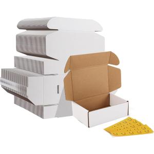 HORLIMER 6x4x2 inches Shipping Boxes Set of 75, White Corrugated Cardboard Box Literature Mailer