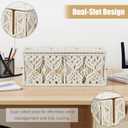 Cable Management Box Handmade Macrame Cord Storage Organizer Power Strips Outlet Router Adapter TV Wire Hider Cover Under Desk Natural Cotton Rope Woven Boxes with Lid (Off White, Medium)