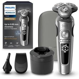 Philips Norelco Shaver Series 9000 Prestige Special Edition, Wet & Dry Electric Shaver, Lift/Cut & SenseIQ Technology, Nose & Precision Trimmer, Qi Pad, Cleaning Pod & Premium Case, SP9842/85 (Bright Chrome)