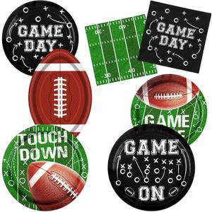 Football Birthday Party Decorations Tableware, Football Party Supplies includes Foot ball Plates and Napkins for Tailgate Party Decorations Touchdown Decorations, 25 Guests