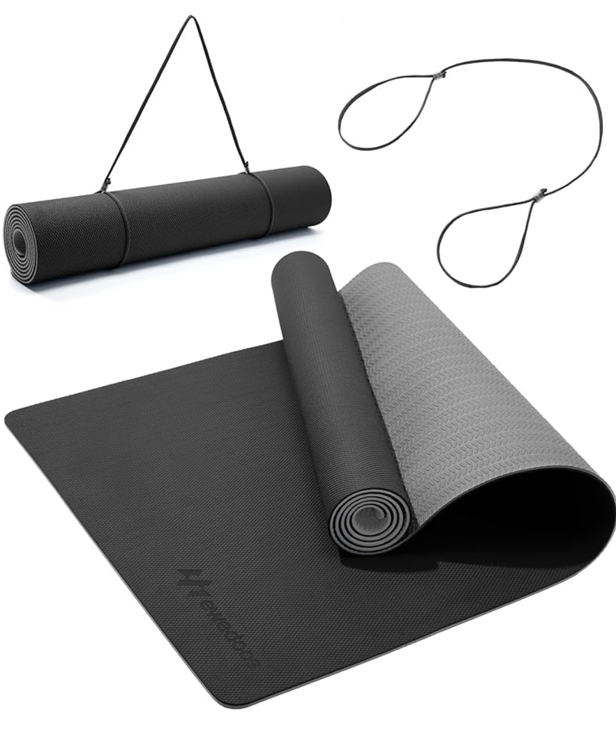 Ewedoos Eco Friendly Yoga Mat Thick TPE Yoga Mat Non Slip Yoga Mats Anti-tear Exercise Workout Mat for Women Men Kids Yoga, Pilates and Fitness
