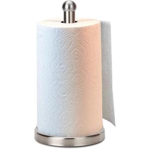 Paper Towel Holder Stand with Sturdy Base Fits Standard and Jumbo Sized Paper Towel, Paper Towel Holder Countertop (Brushed Nickel)