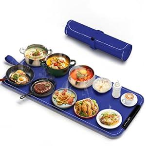 Warming Mat for Food - Electric Warming Tray, XXL(36"x16") Food Warmer Mat with Fast Full Surface Heating, Silicone Heating Mat for Party Buffet, Great Gift for Women, New Homeowners, Hosts (Blue)