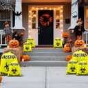 2 x 12 Pcs Large Halloween Leaf Bags Biohazard Halloween Decorations Halloween Trash Bags for Leaves Plastic Yard Lawn Waste Bag Scientist Biohazard Bag Outdoor Biohazard Zombie Party Decorations (Yellow)