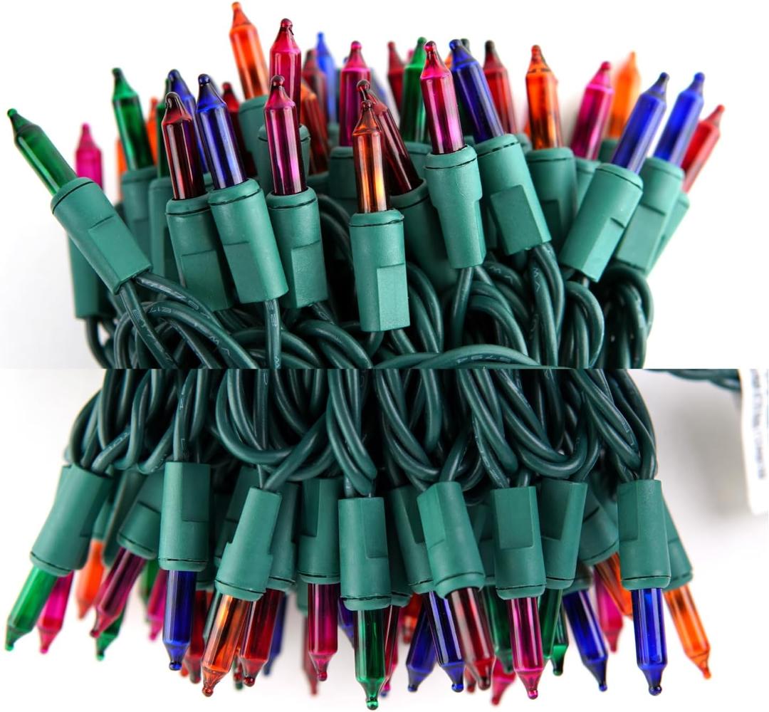 Colorful String Lights, 26FT 100 Count Incandescent Bulbs, UL Listed Waterproof Connectable Light Set for Indoor Outdoor Use, Christmas Tree, Halloween, Patio & Home Decor