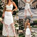 Women's 2026 Lace Patchwork Bodycon Skirt - High Waist Elegant Solid Maxi Long Skirt