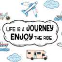 Cute Travelling Wall Decal Life is Journey Enjoy Ride Life's Journey Quote with Cute Traveling Vehicles - Size: 30 Inch X 21 Inch