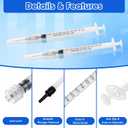100 Pack 1ml 27Ga 13mm Lab Syringe Tools with Measurement, Individually Packed