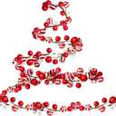 Jutom 6Ft Christmas Ball Garland Ornament Bauble Christmas Tree Bulb Shatterproof Garland Decoration Red White Candy Color Shining Holiday Xmas Mantel Stair Doorway Hanging Indoor Outdoor Festival