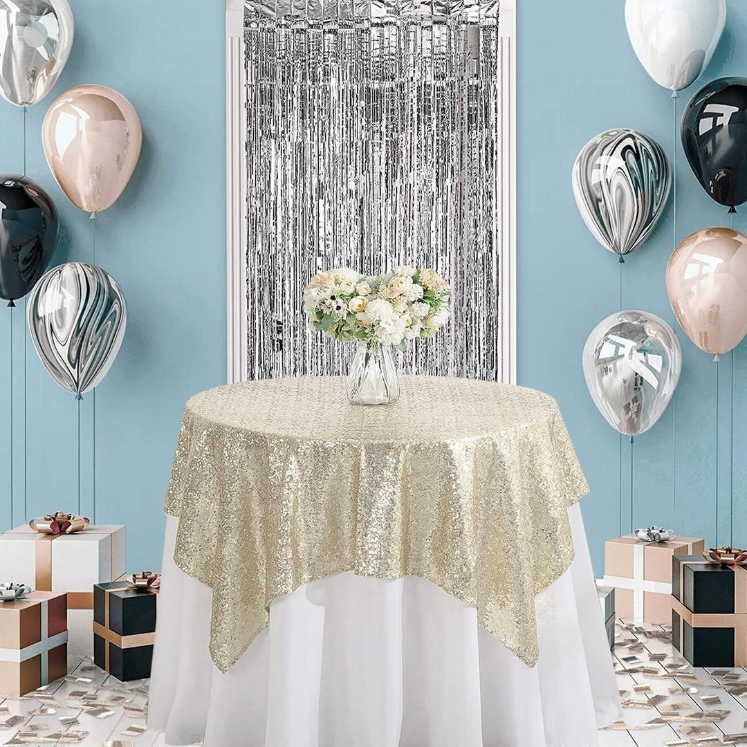 Pufogu 60"x102" Grass Green Sequin Tablecloth Rectangular Glitter Green Table Cloths for Birthday Wedding Bridal Baby Shower Party Decorations