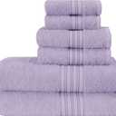 BOUTIQUO 6 Pack Cotton Towel Set, Contains 2 Bath Towels 28x55 inch, 2 Hand Towels 16x24 inch & 2 Wash Coths 12x12 inch, Ideal Everyday use, Ultra Soft Compact & Lightweight - Purple