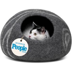 Cat Cave – Natural Wool – Self-Warming Hideaway for Indoor Cats & Kittens