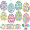 DoubleFill 48 Pcs Easter Egg Suncatchers Craft Kits DIY Easter Tissue Paper Suncatchers Bulk Stained Glass Effect, Spring Window DIY Art Crafts for Home Activities Party Decoration Favor