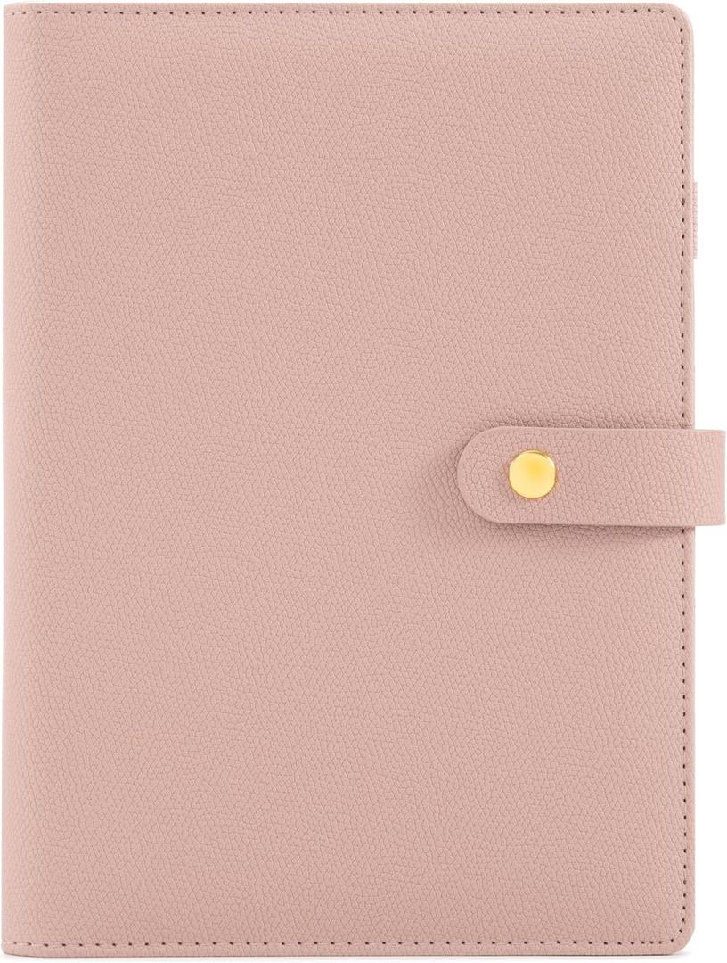 Aesthetic A5 Binder with 6 Golden Rings - Refillable & Sturdy Planner w Pockets Keeps You Perfectly Organized - Mini Notebook with Magnetic Closure Works Great as Photocard Binder for All Your Cards (Pink)