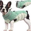 FUAMEY Dog Coat for Small Dogs,Waterproof Dog Winter Jacket with Harness Built in Puppy Cold Weather Coats Reflective Pet Vest with Zipper Warm Fleece Dogs Snowsuit Windproof Mint Green S