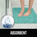 KANGAROO Bathroom Rugs, Chenille Soft Absorbent Bath Rug, Shaggy Shower Mat, Quick Dry Machine Wash Bathmat, Plush Carpet Mats for Tub, Bathtub and Room Home Decor Accessories, 30x20, Turquoise