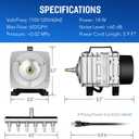 Simple Deluxe Air Pump with Adjustable Air Flow Outlets for Aquarium, Fish Tank and Hydroponic Systems (602 GPH*1-New, 18W)