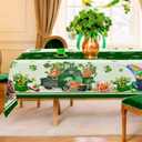 Hexagram St Patricks Day Tablecloth Rectangle 60 x 84 Inch, Green St Patrick's Day Shamrocks Table Cloth Gnome Truck Cover for Party Home Dinner Decor